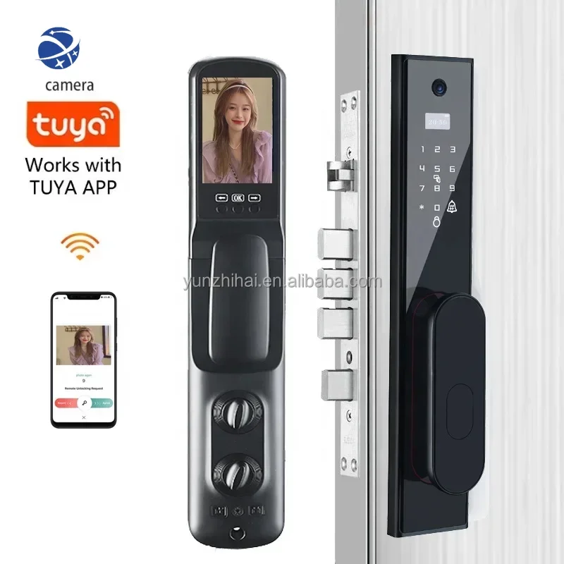 Home security tuya app digital smart lock with camera for front door