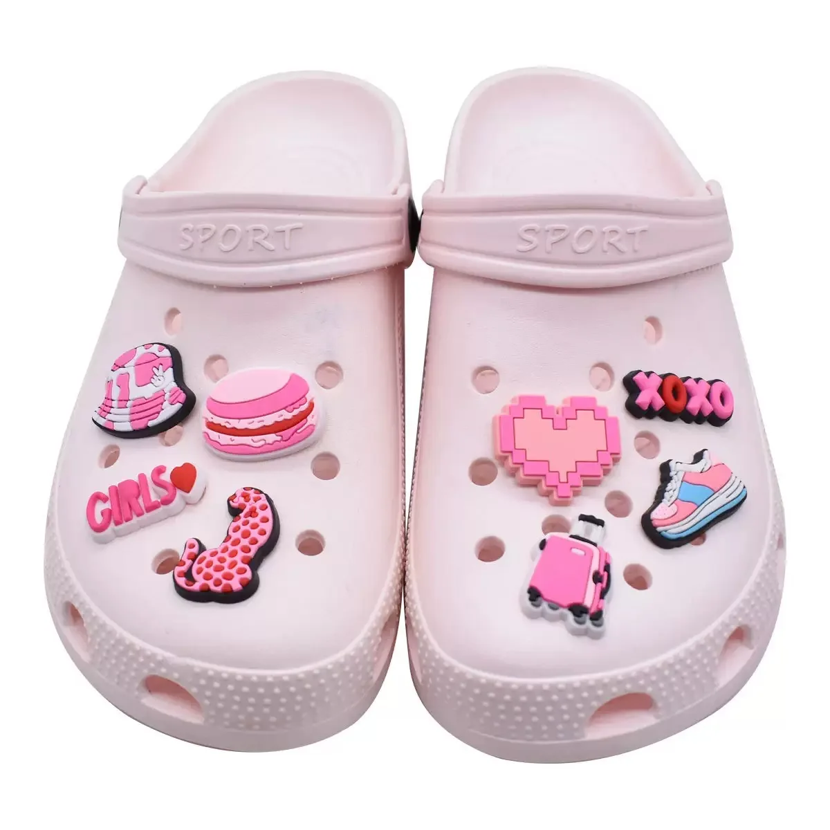 20-50Pcs Random Mixed Pink Girl Shoe Charms For Slides Clog Sandals Shoes Decorations Accessories For Christmas Birthday Gifts