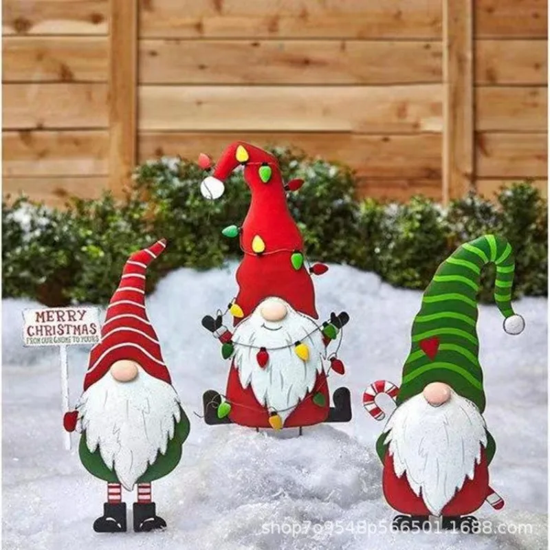 

Garden Station Stakes Christmas Cartoon Metal Art Crafts Outdoor Courtyard Decoration Stacks