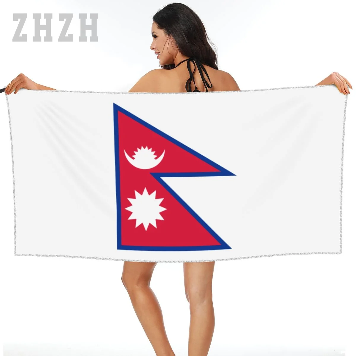 More Design Nepal Flag Emblem Bath Towel Quick dry Microfiber Absorbing Soft Water Breathable Beach Swimming Bathroom