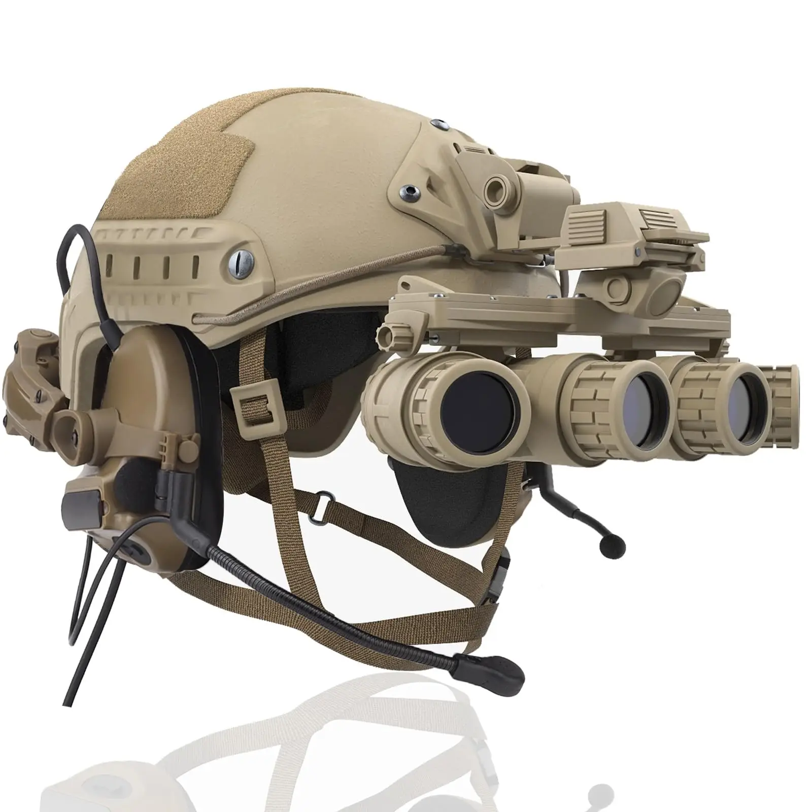 Tactical Helmet with Headset Adjustable Helmet Night Vision Goggles Model NVG Mount for Cosplay Outdoor Military Airsoft Gear