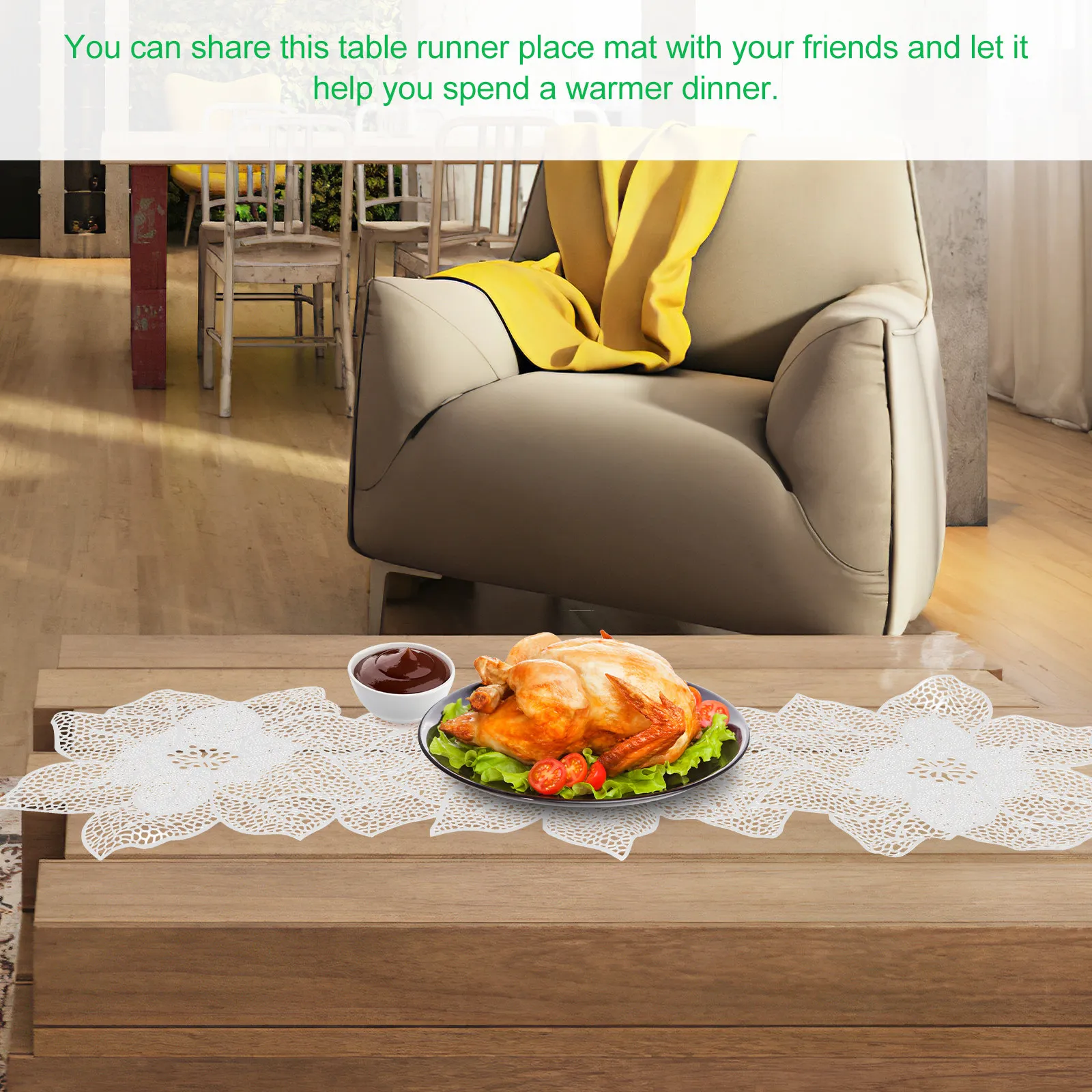 

Hollow PVC Placemat European Style Rustic Flower Pattern Heat Resistant Dining Table Mat Decorative Table Runner Nordic Style