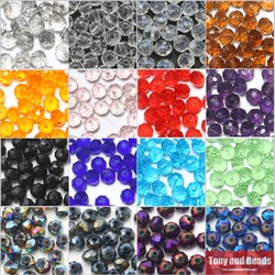 (115Pcs/Lot)  4mm Faceted Glass Crystal Rondelle Spacer Beads For Jewelry Making 17Colors