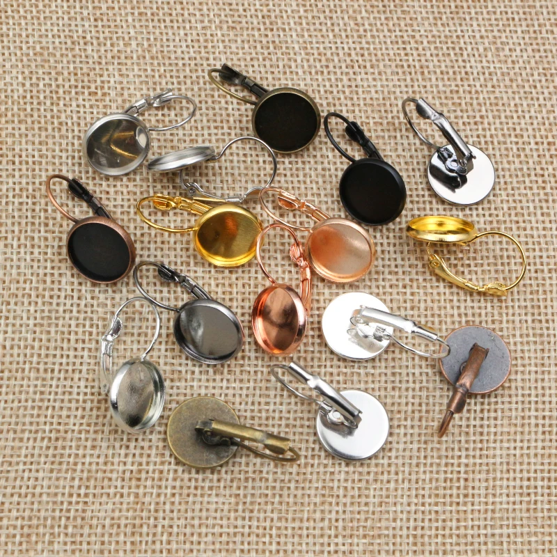 8-20mm 10pcs Classic 10 Colors Series French Lever Back Earrings Blank/Base,fit 8-20mm glass cabochons,buttons;earring bezels