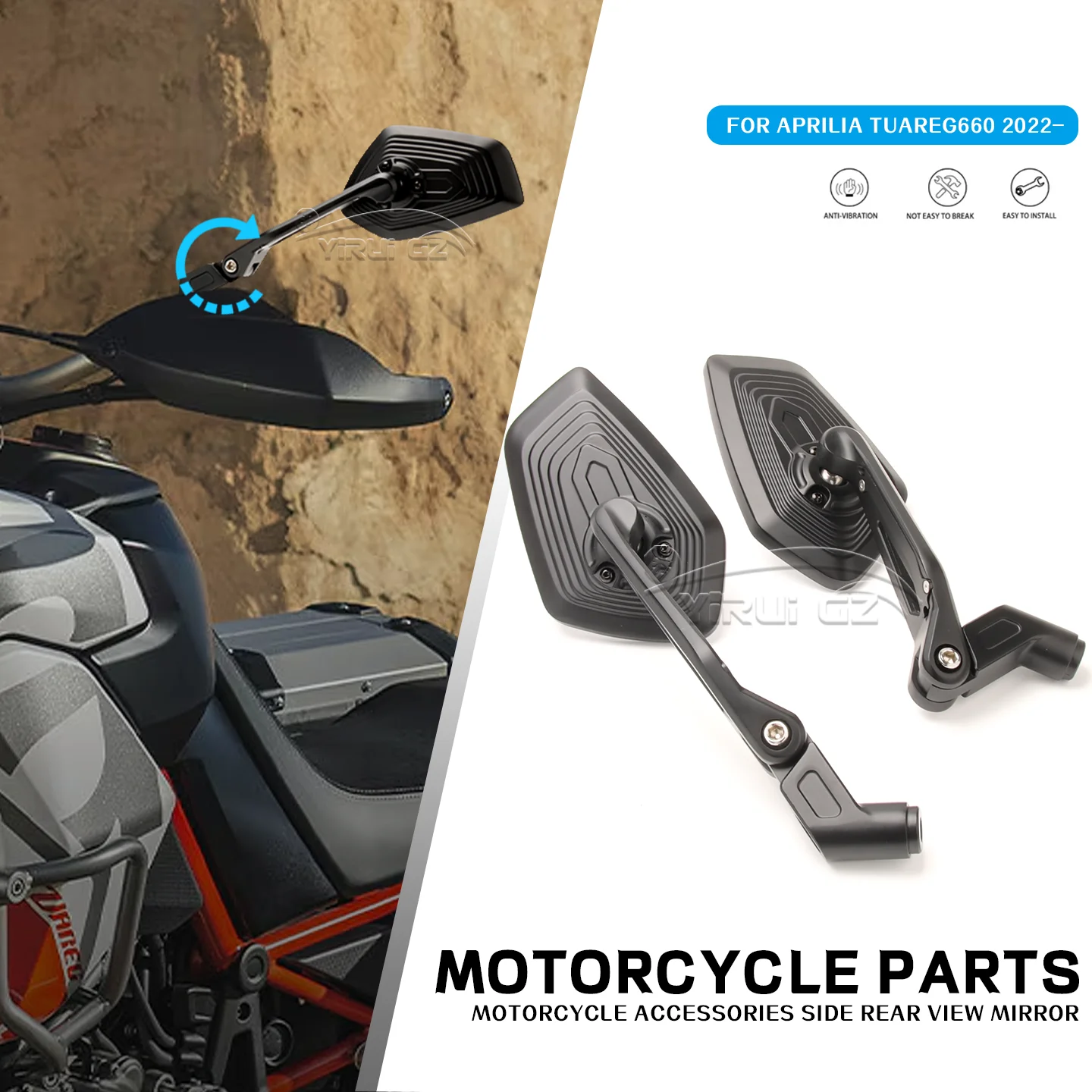 

Motorcycle Rearview Mirror For APRILIA Tuareg660 Tuareg660 660 2022- Aluminum Adjustable Side Rear View Mirrors Tuareg 660 2022-