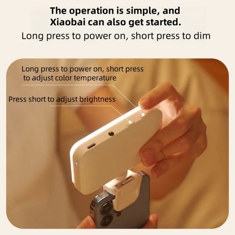 LED Clip-On Video Light For Phone 5 Brightness Levels + 3 Color Modes 360° Adjustable Lamp For Selfies Zoom Calls Makeup