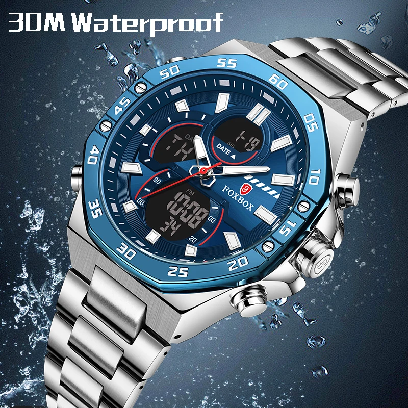 LIGE Luxury Watch Men Digital Dual Display Chronograph Military Sport Mens Watch Waterproof Calendar Quartz Watches Reloj Hombre