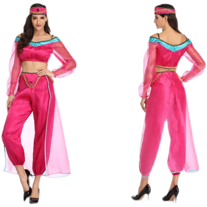 Nieuwe Latin Jasmijn Prins Dansvoorstelling Kostuum Halloween Maskerade Bal Outfit Etnische Stadiumkleding voor dames Polyester