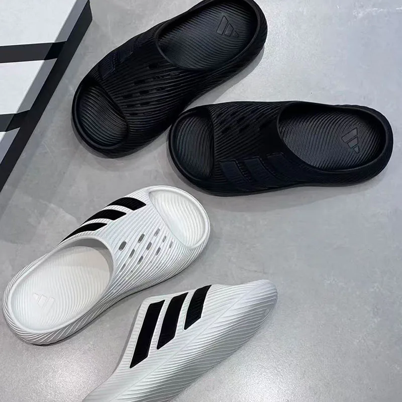 Adidas KI0055 Men Women Sport Slide Sandals EVA Cushion Sole Quick Dry Comfort Outdoor Beach Shower Slippers Black