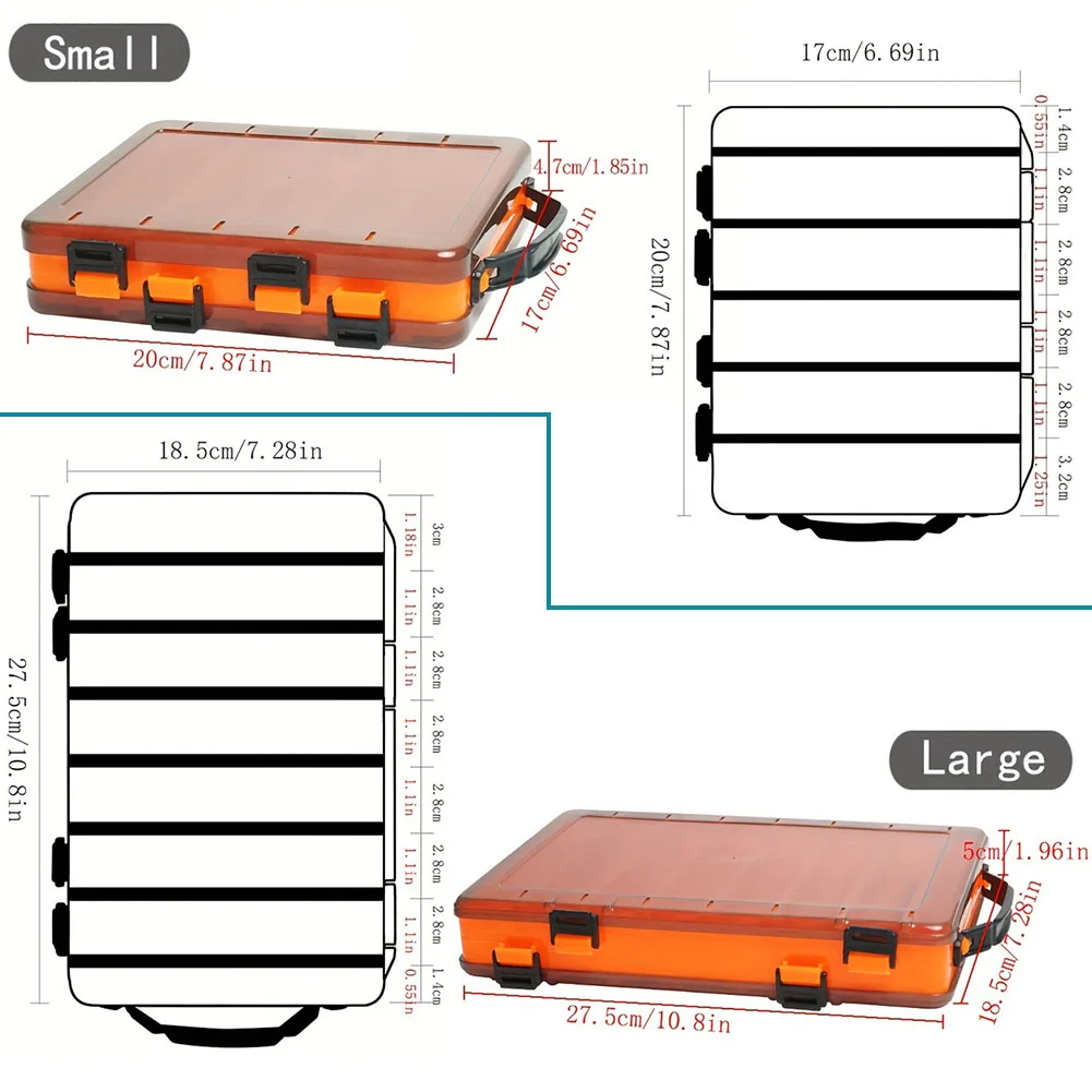 Caixa de armazenamento plástica transparente da Dupla camada para pescar a atração, bandeja do armazenamento para o equipamento de pesca, 10 ou 14 pilhas