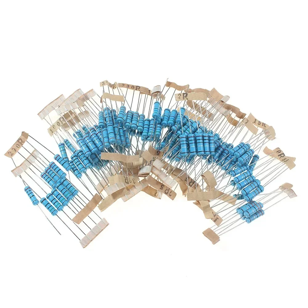 

150pcs/set 2W Metal Film Resistor Kit 1% High Precision 30 Values 2W 1K~820K 0.1R~750R Resistance Electronic Assorted Pack