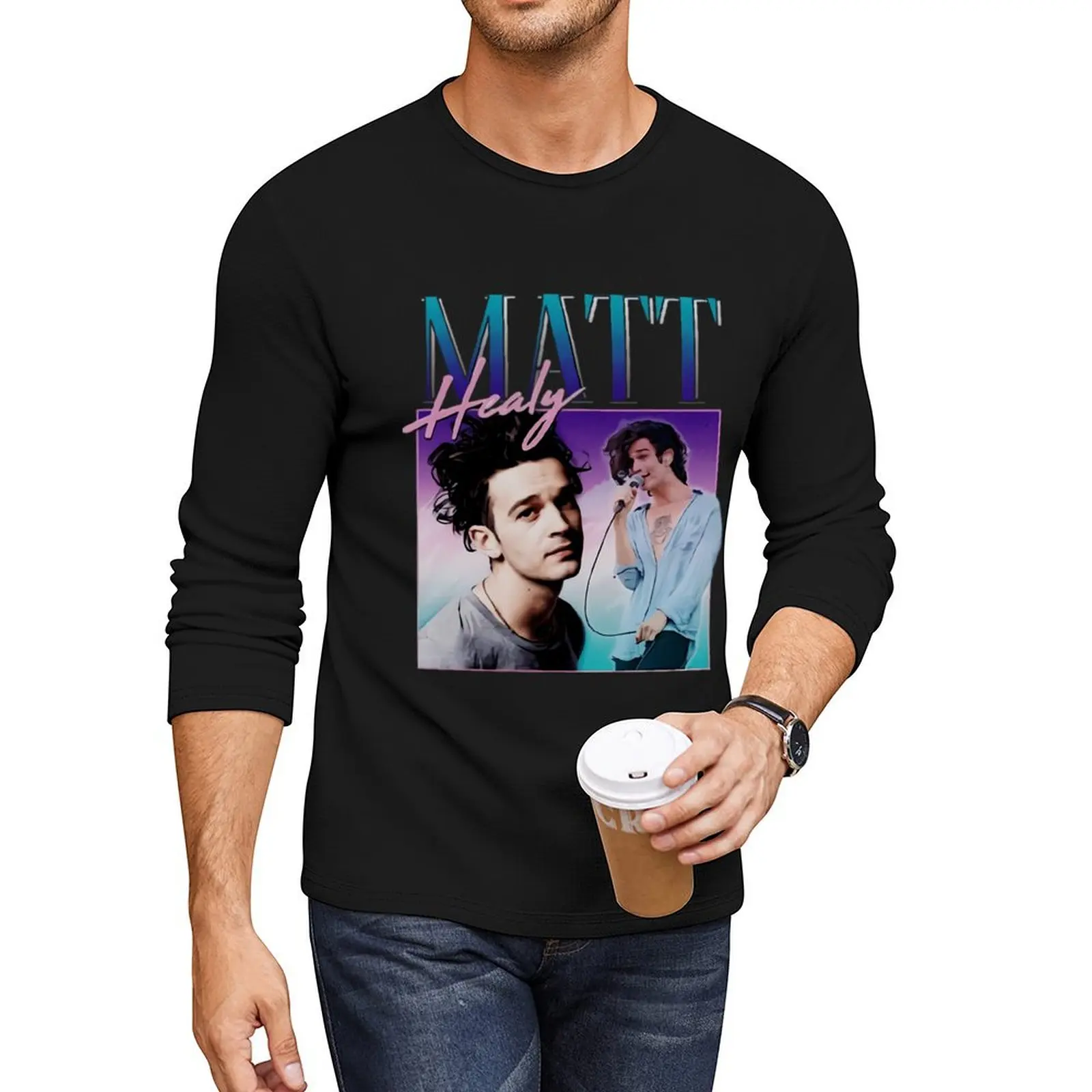 

Matt Healy Homage Funny Matty 1975 Retro 90S 80S Party Long T-Shirt black t shirts sweat shirts anime mens clothing