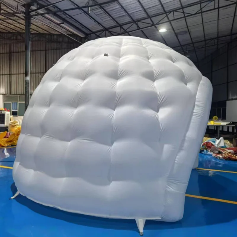 Tenda igloo gonfiabile per eventi con copertura da palco gonfiabile di colore bianco per esterni, tenda da campeggio gonfiabile