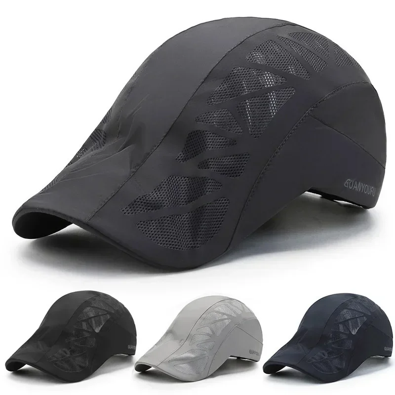 Hat Men's Summer Light and Thin Sun Protection Quick Drying Sun Shade Hat Middle Age Breathable Mesh Hat Duck Tongue  golf