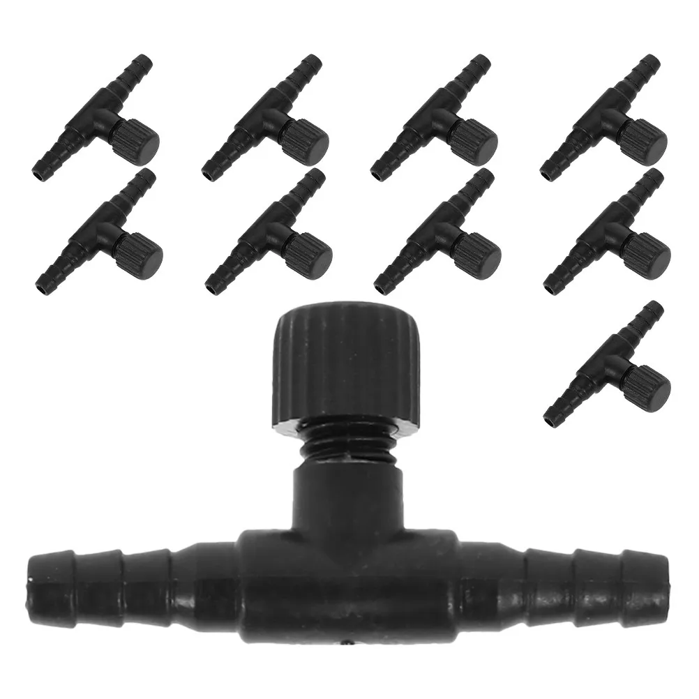 10Pcs Adjustable Aquarium Air Pump Valve T Shaped Gang Connector for 5Mm Tubing Fish Tank Oxygen Regulation Accessory