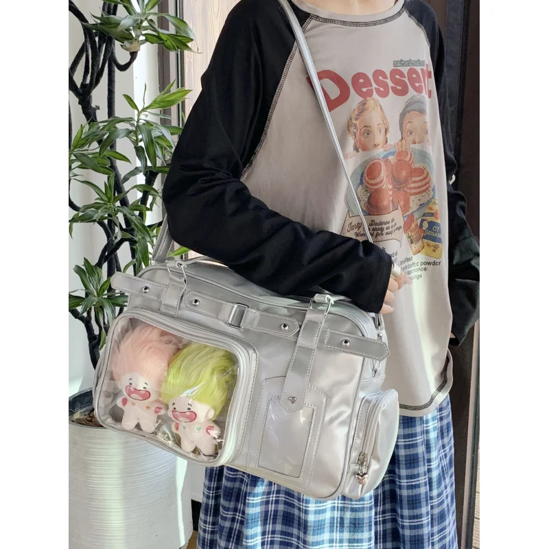 

Original 2D anime-style bag for girls, purple tote bag, large-capacity shoulder and crossbody bag for commuting, women's Boston