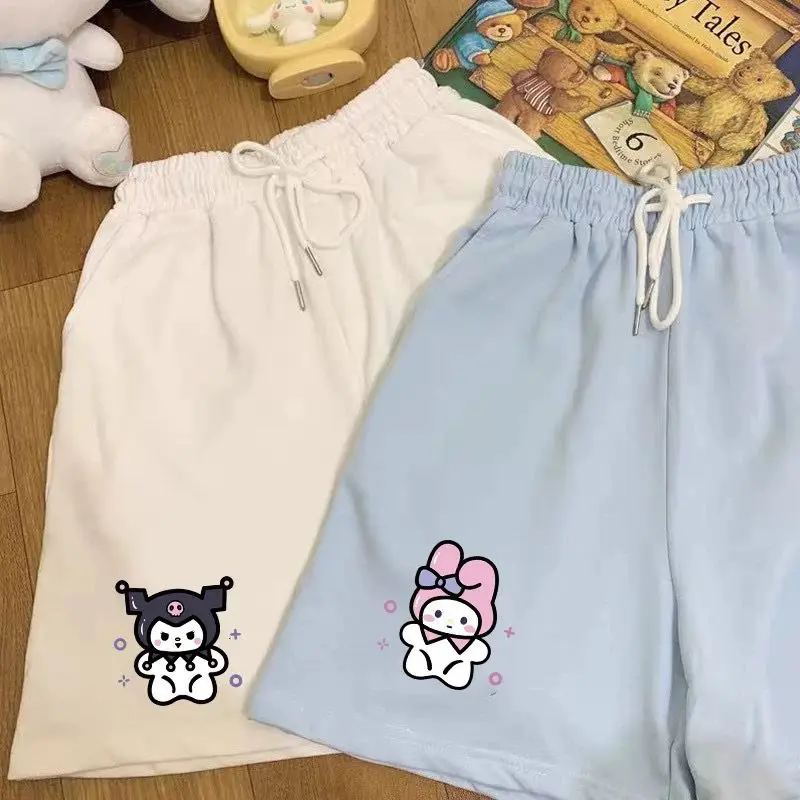 Cinnamoroll Sport Shorts Straight High Waist Skinny Loose Five-Point Wide Leg Pants Kuromi Mymelody Cartoon Anime Plush for Girl