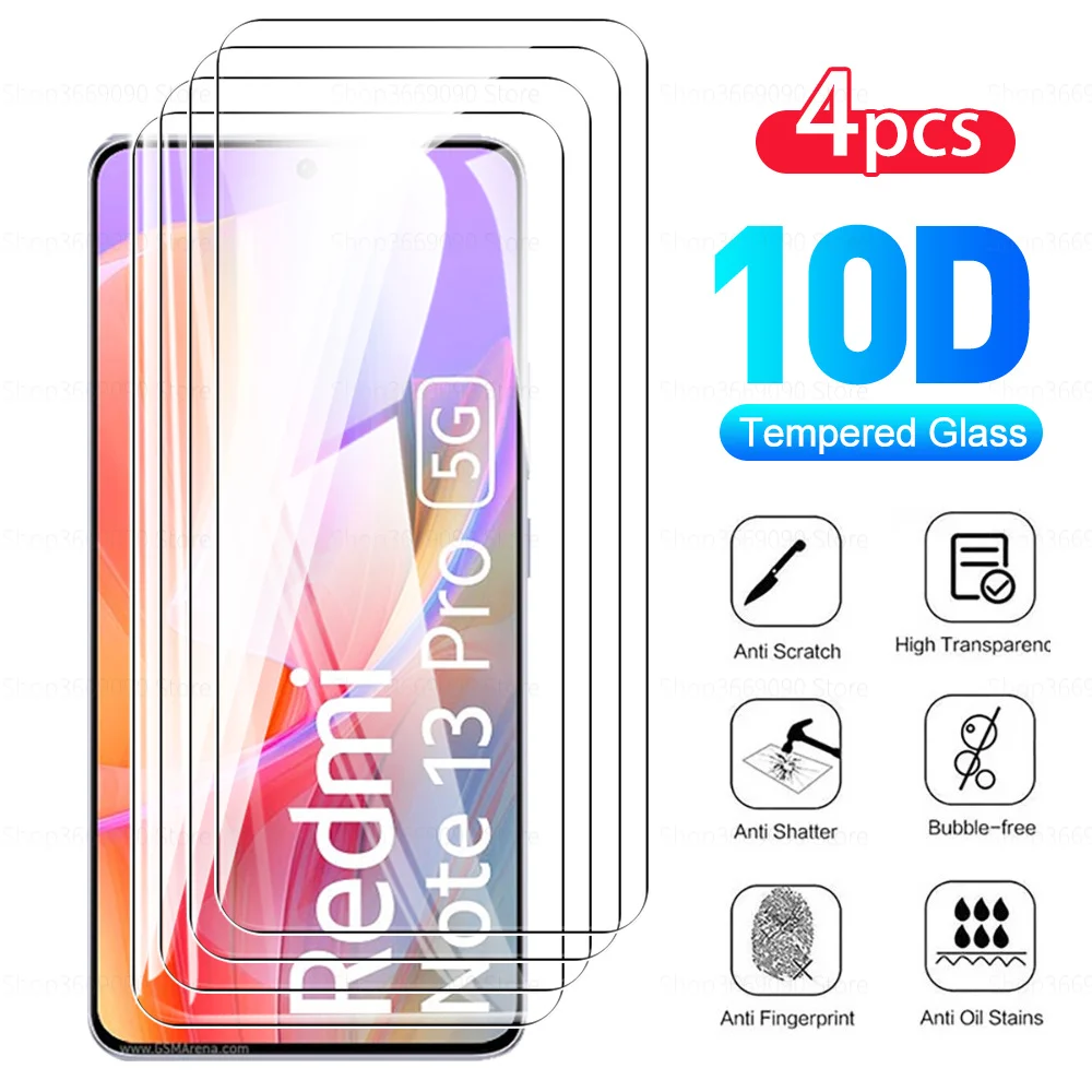 4PCS 9H Tempered Film Case For Xiaomi Redmi Note 13 Pro 5G Screen Protector Redmy Note13 Note 13Pro Safety Protective Film Cover