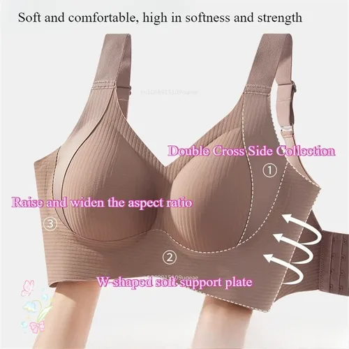 Imagen 2 del producto Sujetador con correa para el hombro antideslizante y levantamiento ensanchado para mujer, ropa interior ajustable de tamaño de copa completa, sencilla e informal, sin rastro