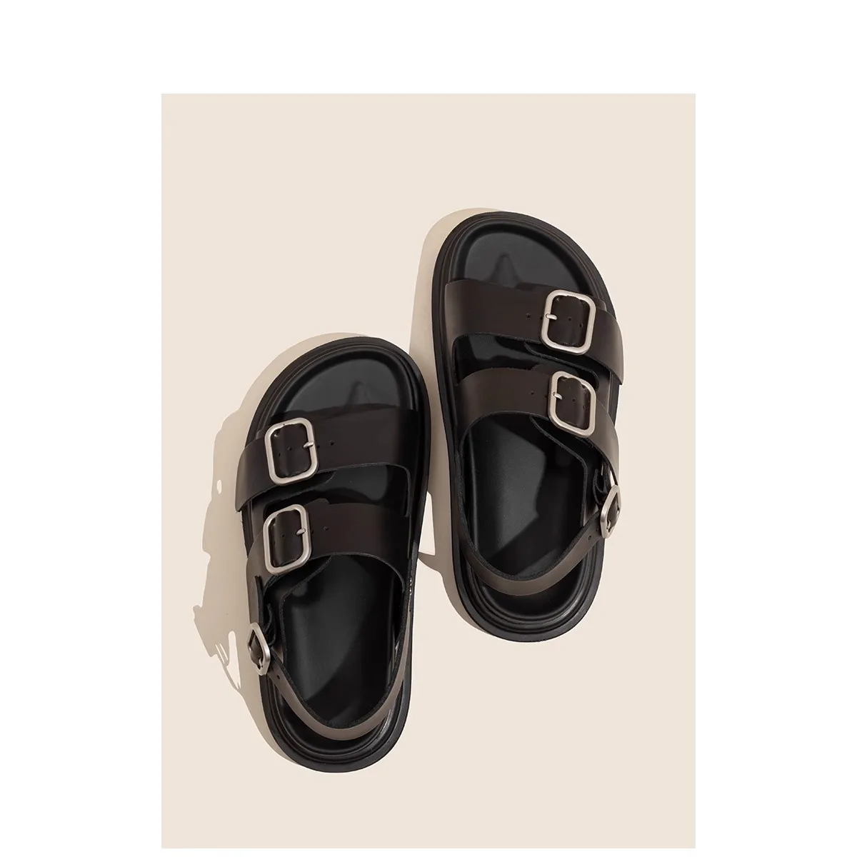 Hot - Selling Chunky Roman Sandals | Double - Buckle Design, Ideal for Skirt Matching & Daily Wear