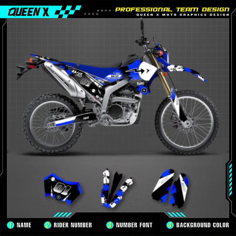 

Queen X MOTOR для YAMAHA WR250R 2008-2020 пользовательские мотоциклетные графические фоновые наклейки наборы наклеек