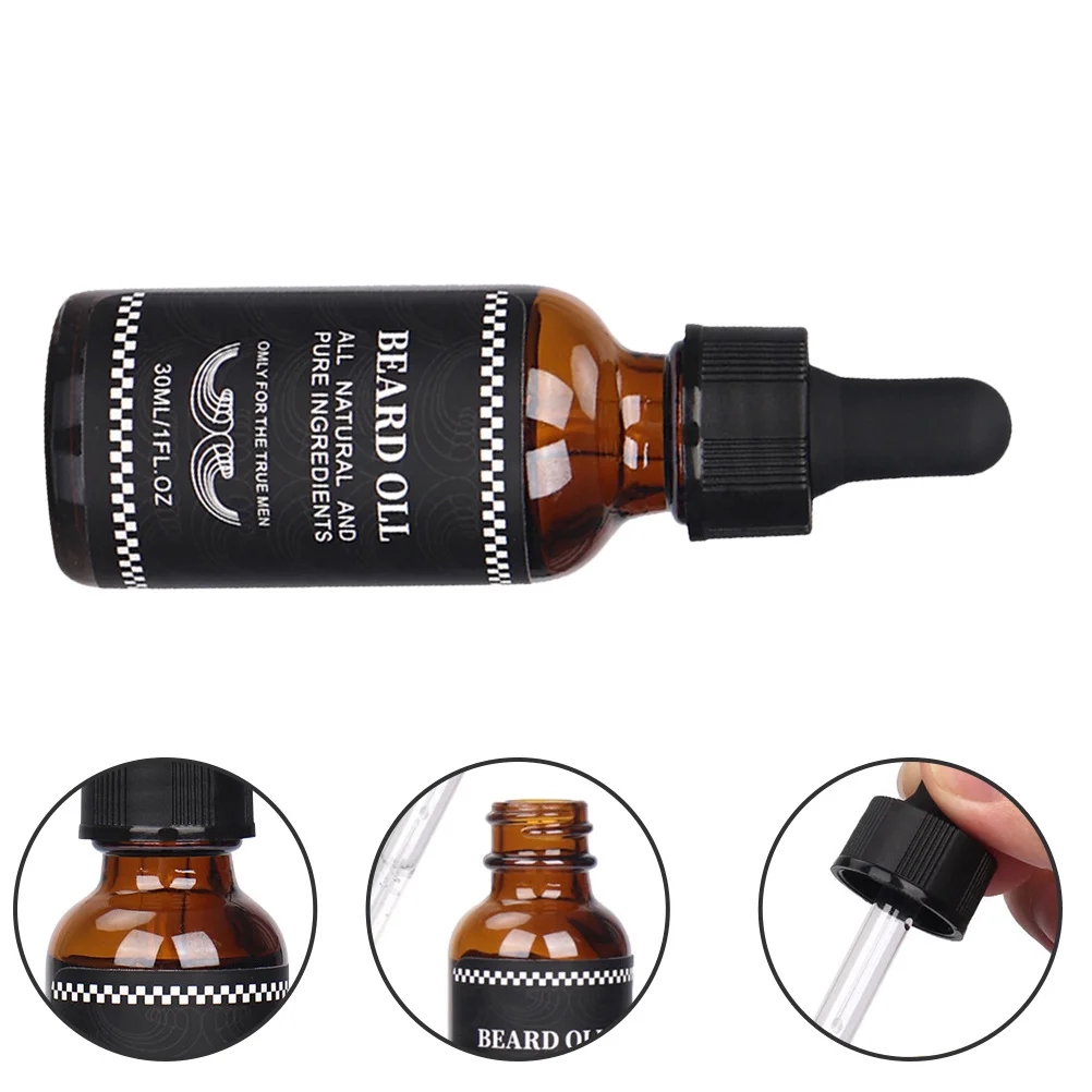 

Bottle of Beard Care Oil Natural Moisturizing Grooming Treatment for Men Healthy Growth Mustache Nourishing Fluid