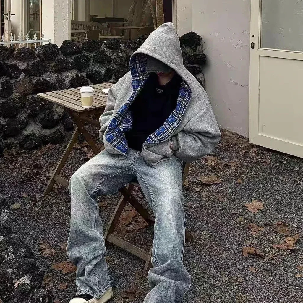 Amerikaanse dubbelzijdige hoodie sweatshirt vrouwen hiphop harajuku sweatshirts rits hoodie oversized streetwear jas y2k kleding