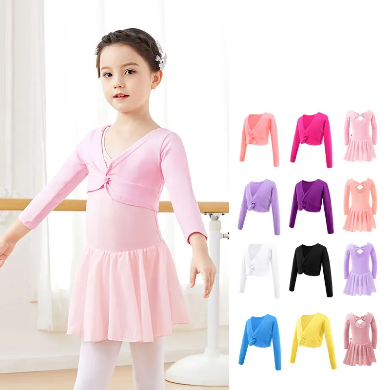 Balet Top balet sweter balet Jersey dziewczyny Top taneczny dzianina ciepły balet gimnastyka kurtka Top taneczny warstwa wierzchnia dzieci bluzka zawiązywana