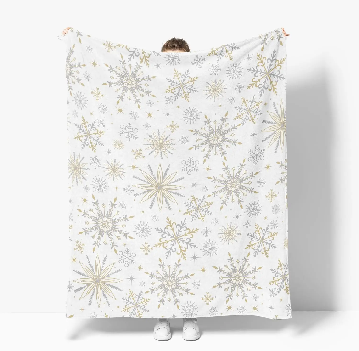 Weihnachts-Flanelldecke, Überwurf, einfache Schneestab-Figur, beige, weiche, flauschige Plüsch-Fleecedecken für Couch, Sofa, Bett, Faulenzen