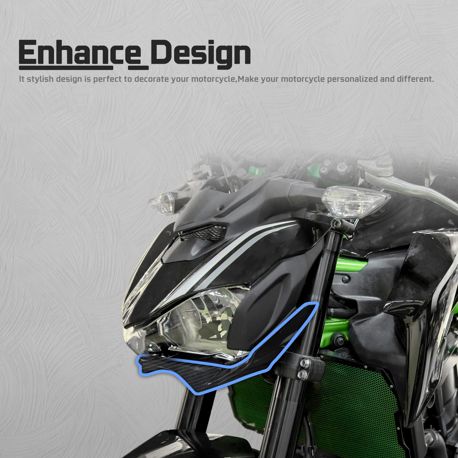 

Headlight Fairing Front Lower Beak Nose Cone Cowl Cover Extension Aerodynamic Winglets For Kawasaki Z 900 2017 2018 2019