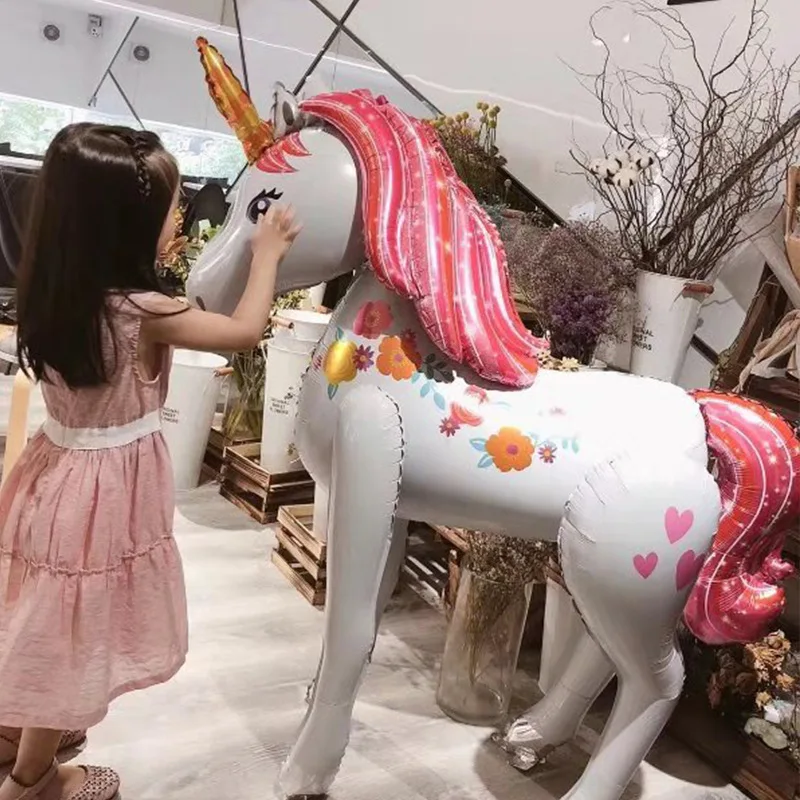 3D Unicorn Balloon Birthday Gift Decoration Assemble Large Three-dimensional Unicorn Balloon Birthday Party Stage Decoration