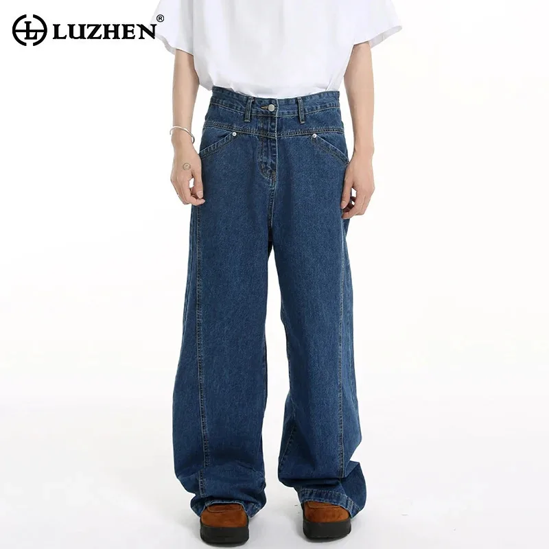 

LUZHEN 2025 New High Quality Elegant Temperament Loose Straight Jeans Men's Fashion Solid Color Casual Denim Pants Male JY2218