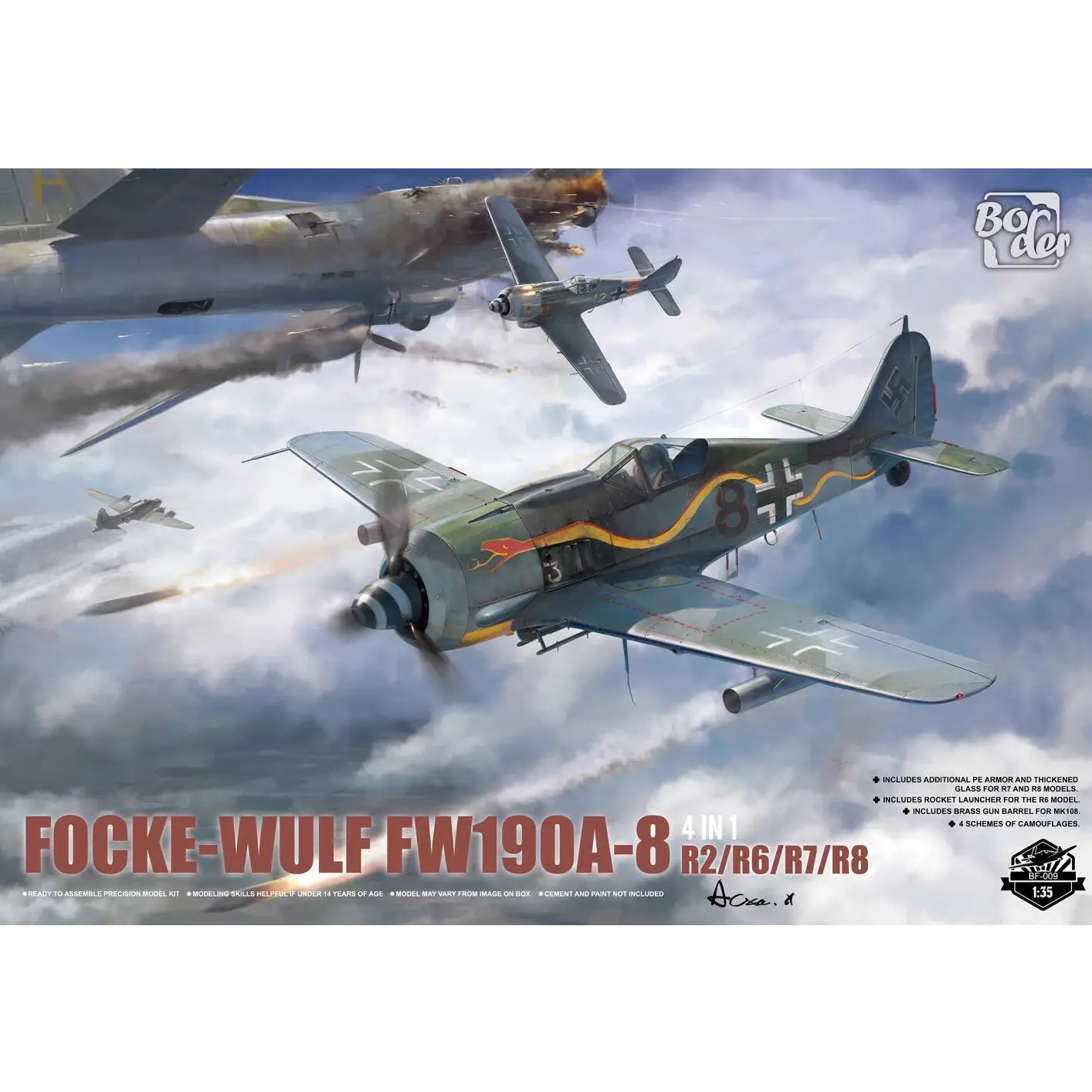 Border BF-009 1/35 Focke-Wulf Fw190 A-8 4in1 (R2/R6/R7/R8) Plastic Model Kit