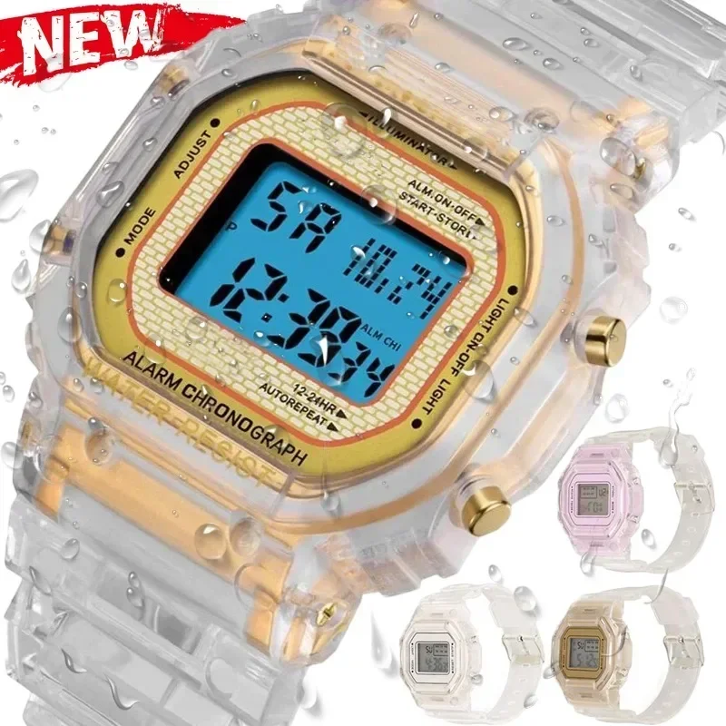 Reloj electrónico transparente para hombre y mujer, pulsera LED, resistente al agua, deportivo, regalo para estudiantes