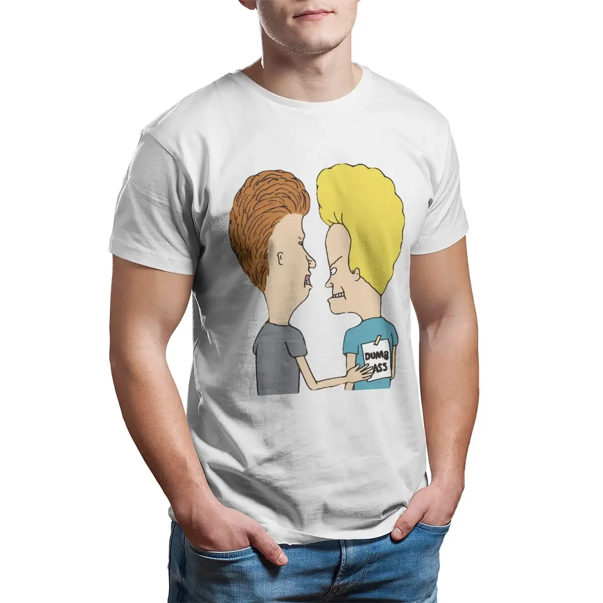 Beavis and Butthead Funny Sarcastic Cartoon Prank for Dumb Tshirt Homme Men's Polyester Streetwear T Shirt For Men Informal 2024