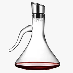 Wine Decanter with Aerator Pourer Lid - 2 in 1-100% Hand Blown Lead-free Crystal Glass, Red Wine Carafe