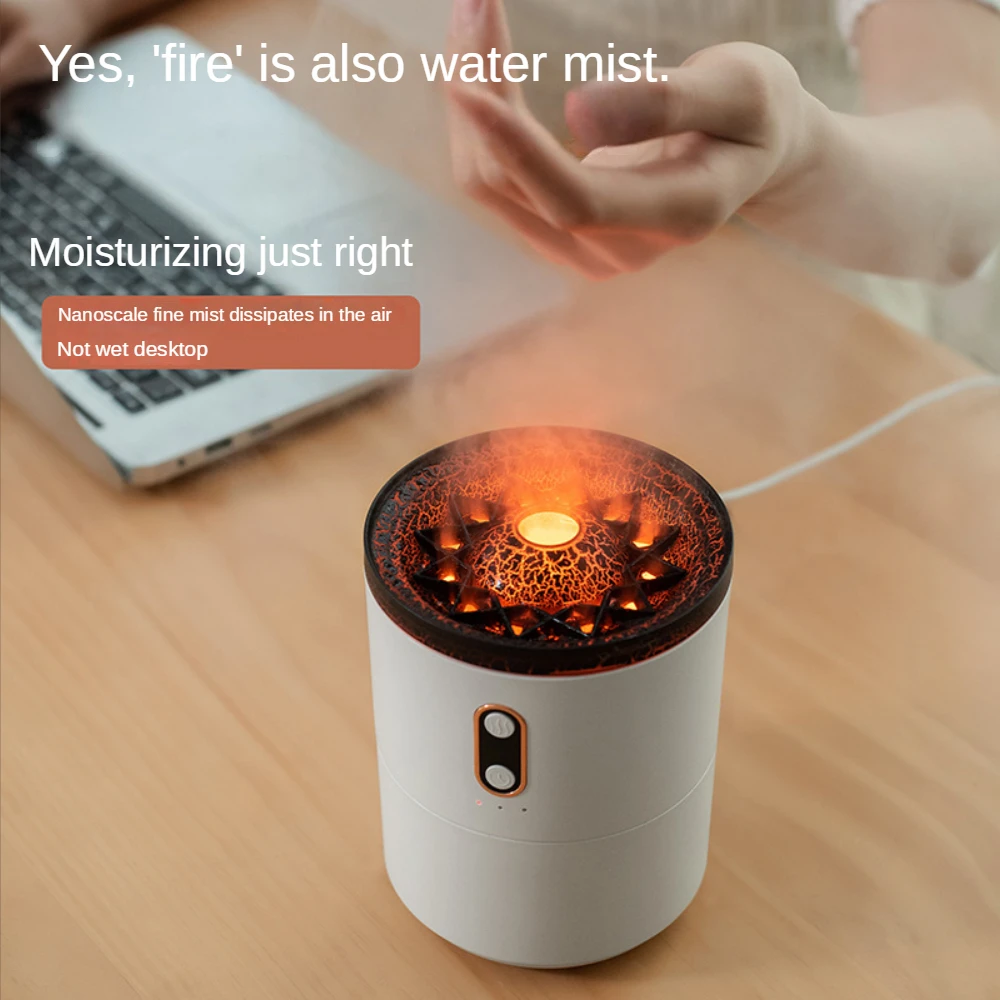 Chama umidificador casa grande capacidade inteligente vulcão spray desktop usb pequeno ar atomização ânion aroma difusor