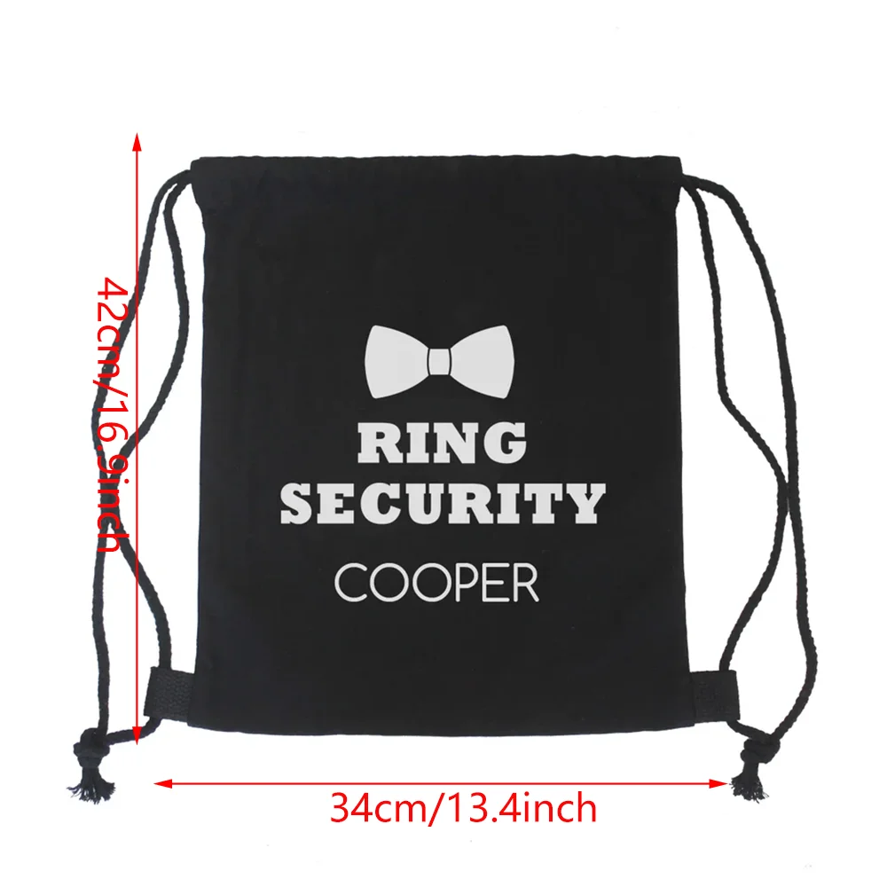 Personalized Ring Security Backpack Drawstring Gift Bag Wedding Ring Bearer Gift Ring Securrity Proposal Bachelorette Hen Party view 3