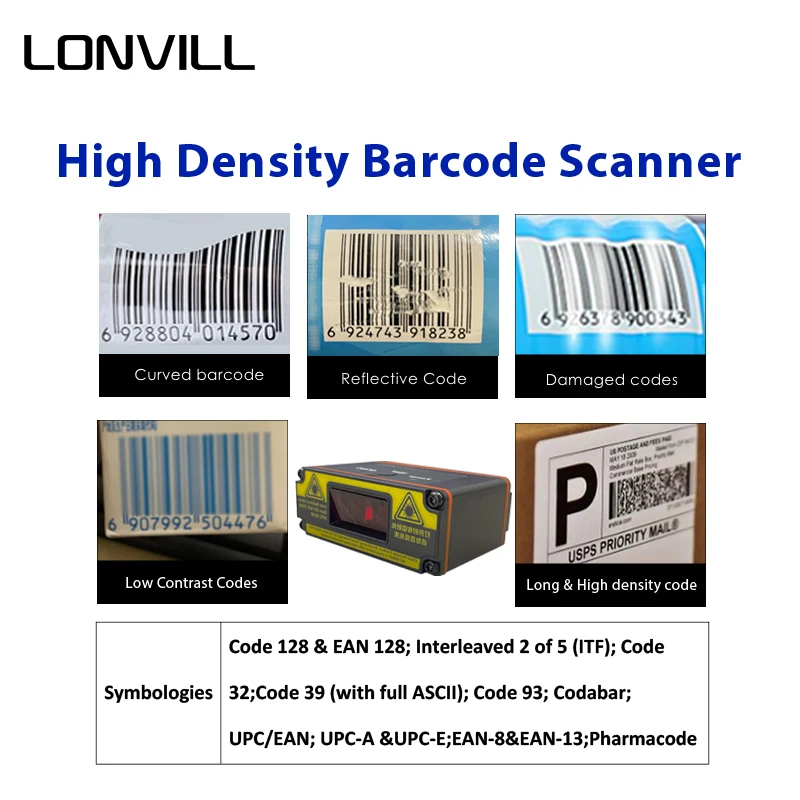 LONVILL Portátil Sem Fio 2d Scanner de Código de Barras 2D Scanner de Código de Barras Sem Fio para Venda
