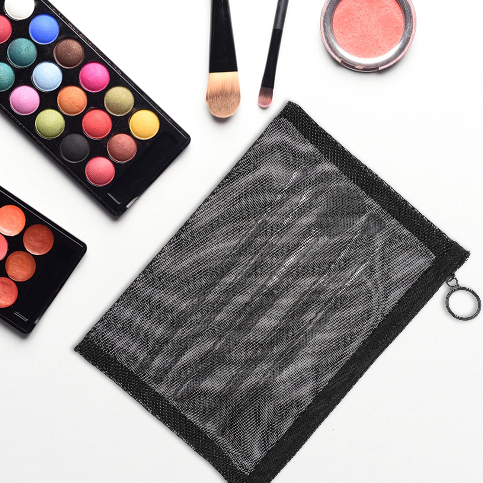 

2 pcs 22X5X12Cm Mesh Bag Travel Makeup Organizer Toiletry Pouch Portable Storage Bag For Lipstick Keys Earphones Usb