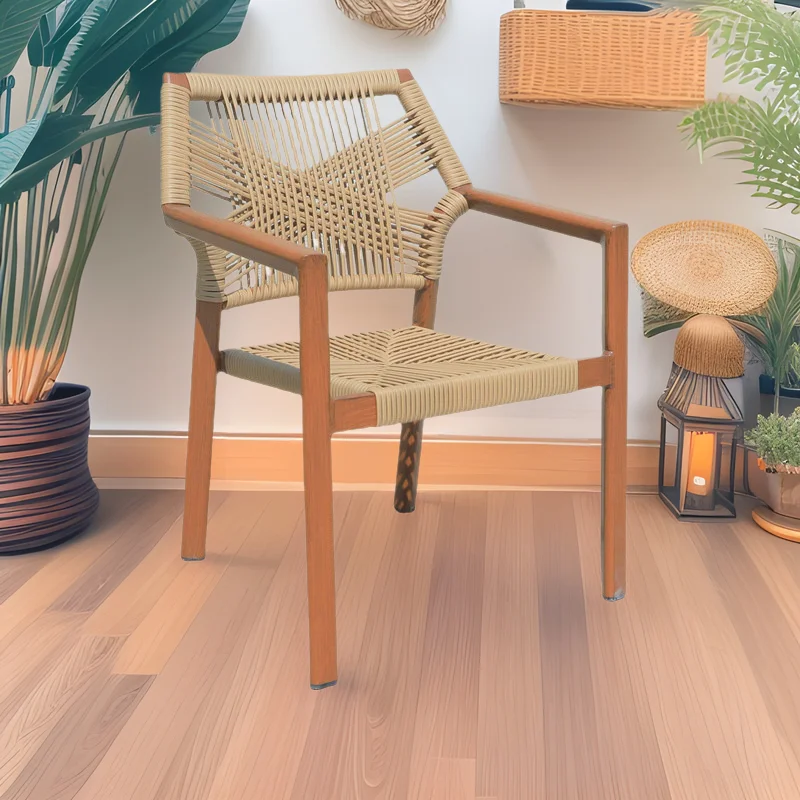 

Scenic hotel balcony furniture courtyard garden ribbon rattan chair cafe handmade rattan outdoor