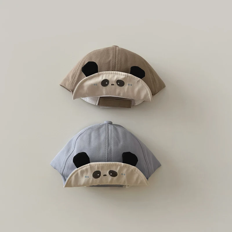 Spring Summer Baby Baseball Hats Cotton Cartoon Panda Pattern Kids Boys Girls Soft Brim Sun Caps