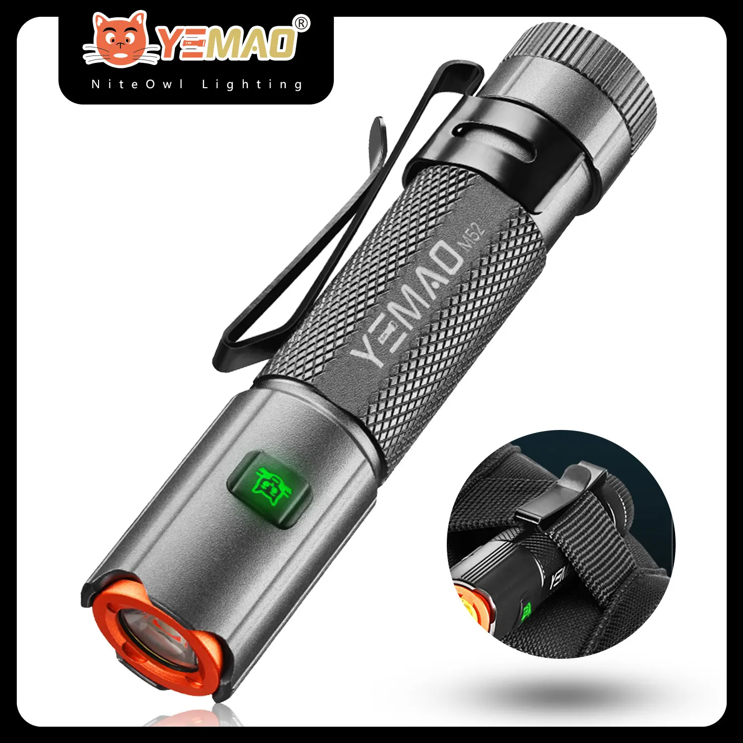 YEMAO M52 التكتيكية مضيا 14500 سبيكة صغيرة مصباح يدوي قابلة للشحن فانوس محمول شعلة الطوارئ التخييم ضوء 1500 لومينز