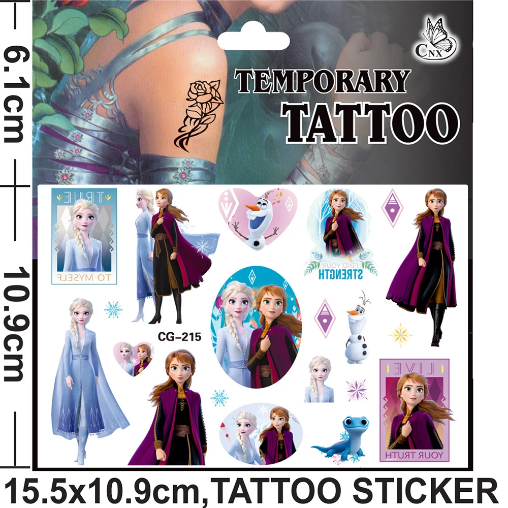 Disney Frozen Anna Elsa Princess Tattoo Stickers Toy Children\'s Birthday Party Decoration Frozen Cartoon Sticker Toys Kids Gifts