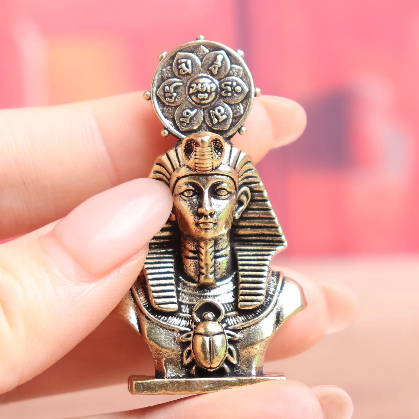 Vintage Brass Egyptian Pharaoh Bust Figurine Ancient Egypt Desk Decor Collectible Desktop Ornament Shelf Decoration