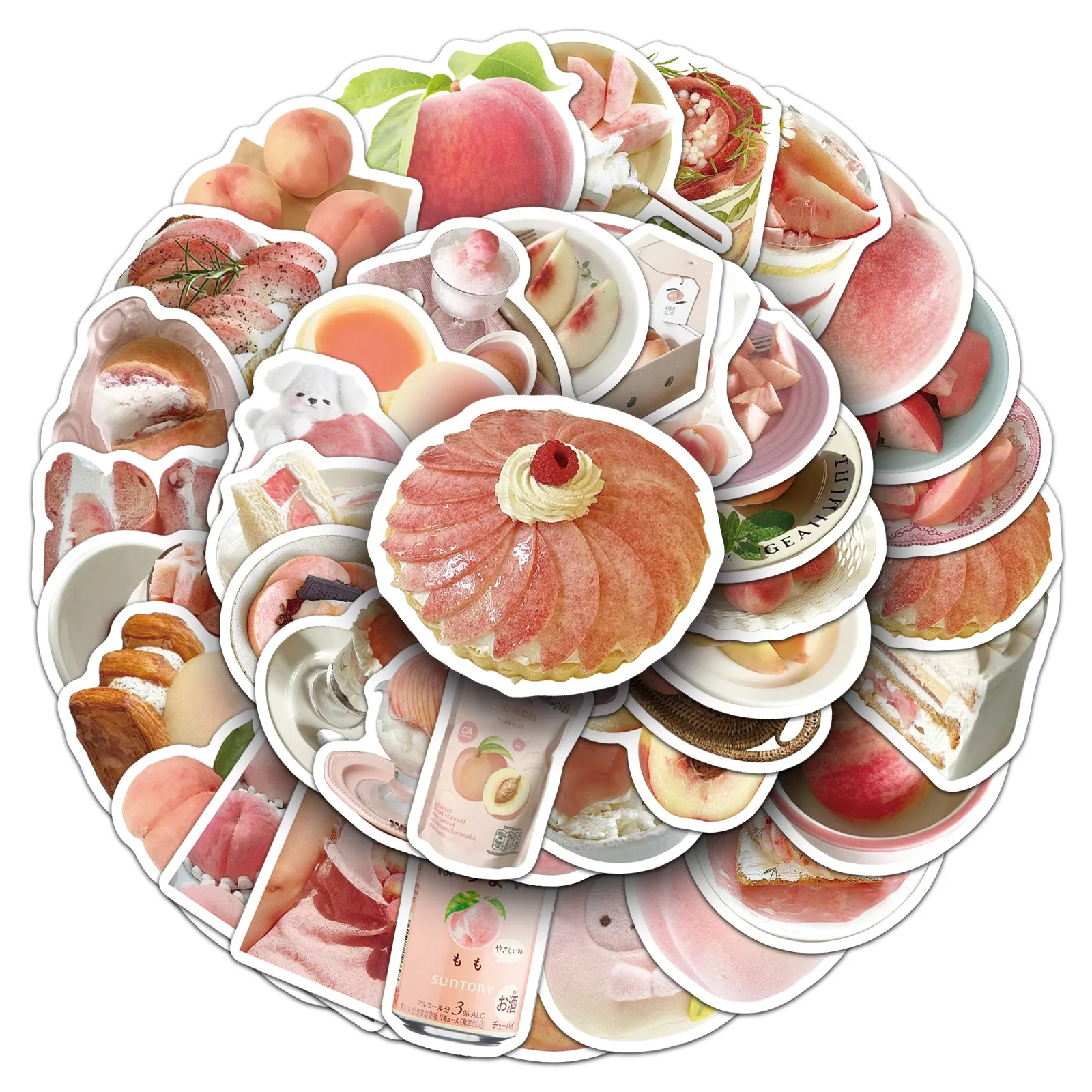 50pcsPeach Ins Style Graffiti Stickers Small Fresh Hot Selling Girl Heart Waterproof Decorative Mobile Phone Ledger Stickers