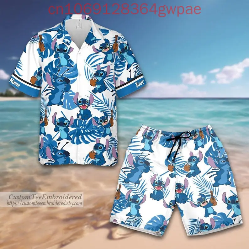 

Disney Stitch Hawaiian Shirt Button Shirt Stitch Shorts Aloha Shirt Men and Women Cartoon Movie Shorts Casual Shirts