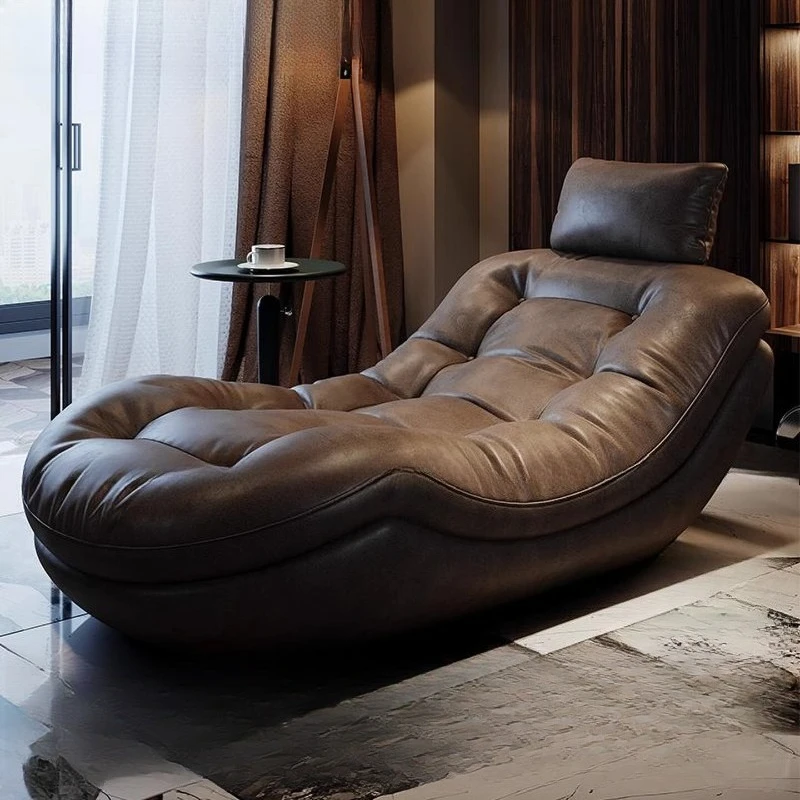 

Single leather sofa, concubine recliner, living room balcony, large apartment leisure chair, lazy sofa chair