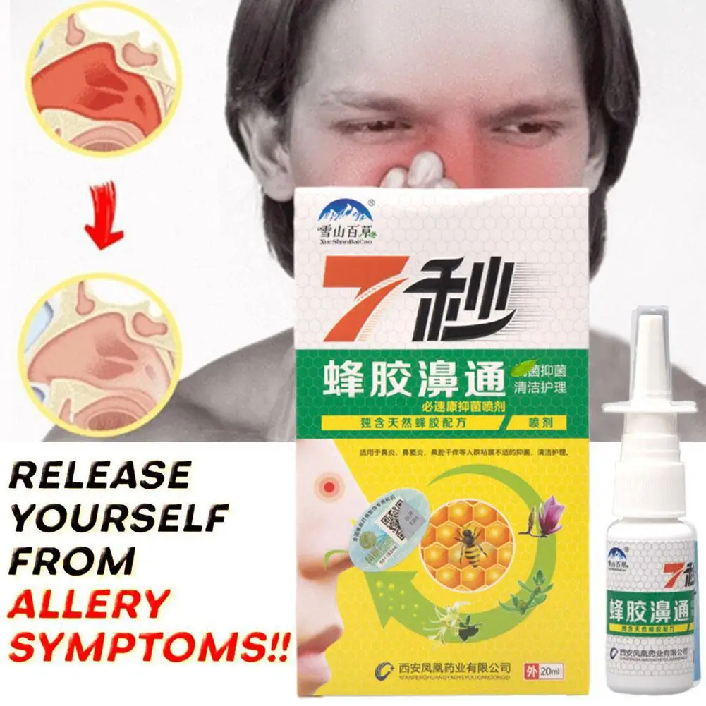 20ml Nose Spray To Relieve Nasal Discomfort Propolis Extract Nasal Drops Runny Itching Allergic Rhinitis Nose Health Care