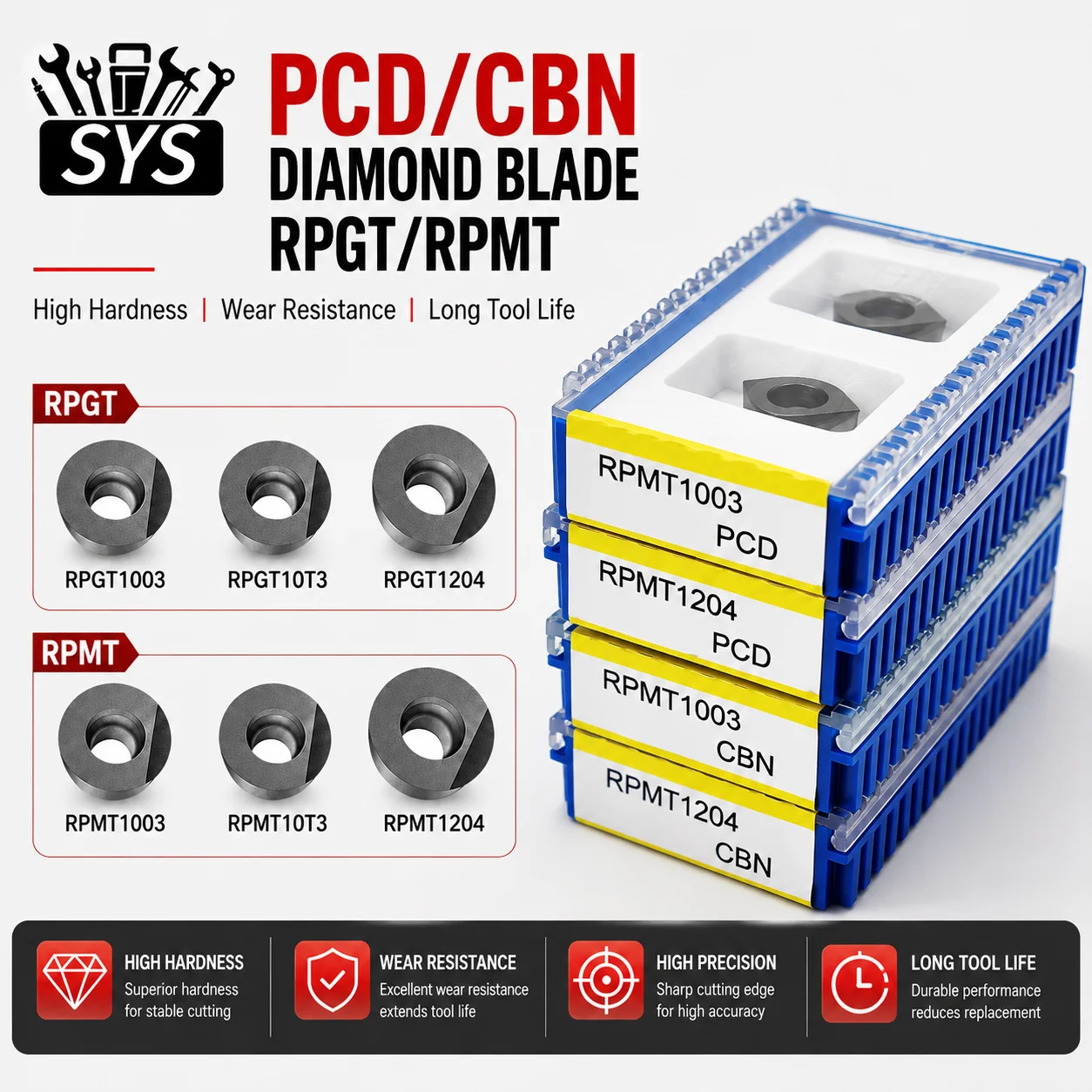 RPGT1003-R5 RPGT10T3MO RPMT1003-R5  RPMT10T3-R5 Diamond Insert RPGT1204MO-R6/RPMT1204-R6 PCD/CBN Aluminum AlloyTool CNC Carbide